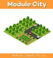 Isometric 3d block module of the district part of vector