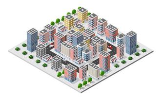 Transportation city streets intersection with houses and trees vector