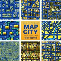 Background city map set pattern repeating vector