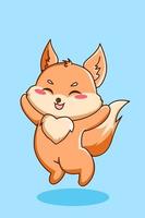 Cute and funny small fox cartoon illustration vector