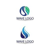 Aplicación de iconos de plantilla de logotipo y símbolos de playa de olas y agua azul vector