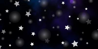 Dark Pink, Blue vector layout with circles, stars.