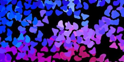 Dark blue, red vector background with random forms.