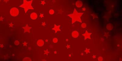 Dark Red vector background with circles stars