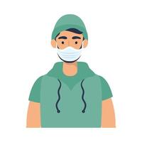 Man avatar with medical mask vector design