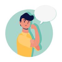 young strong man male with speech bubble vector