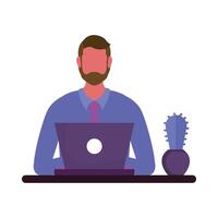 Man with laptop and cactus vector design