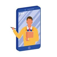 Man avatar on smartphone in video chat vector design