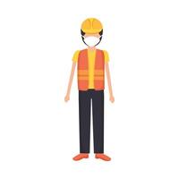 constructer man worker with medical mask vector design