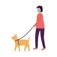 Man with medical mask and dog vector design