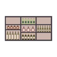Botellas de vino aisladas en el diseño del vector del estante