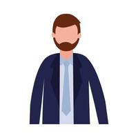 Avatar de empresario con diseño de vector de barba y corbata