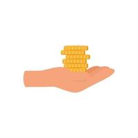 Coins on hand vector design