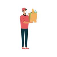 Delivery man with mask and bag vector design