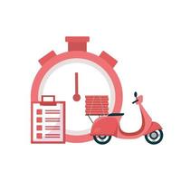 Delivery motorcycle chronometer and document vector design