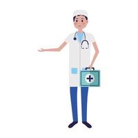male doctor with uniform and kit vector design
