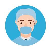 male doctor with uniform and mask vector design