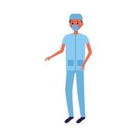 male doctor with uniform and mask vector design