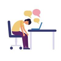 Sick man on office desk vector design