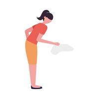 Woman cleaning with rag vector design