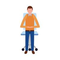 Isolated businessman avatar with chair vector design