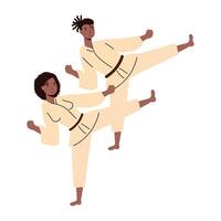 Woman and man doing karate vector design