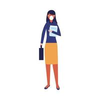 Woman with medical mask and document vector design