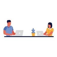 Man and woman with laptop vector design