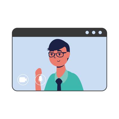 Man avatar on website in video chat vector design