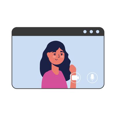 Woman avatar on website in video chat vector design