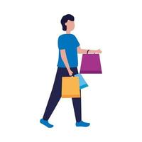 man avatar with shopping bags vector design