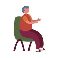 Grandmother avatar old woman on chair vector design