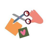 hand with scissor and papers vector design