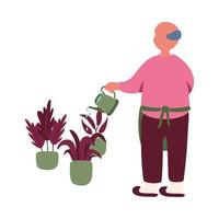 Avatar aislado hombre regar las plantas de diseño vectorial vector