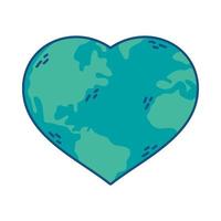 mundo planeta tierra con forma de corazón vector
