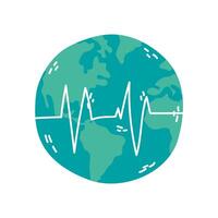 world planet earth with cardio line vector