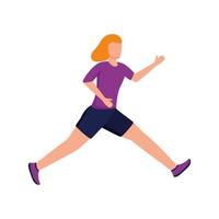 young woman running avatar character vector