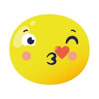 kissing emoji face classic flat style icon vector