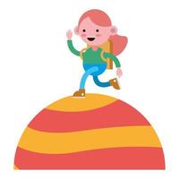 little student girl walking in planet comic character vector