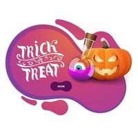 Trick or treat, modern pink greeting banner in the form of smooth lines for your business with vector