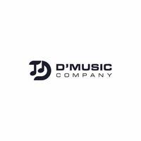 D letter with music icon logo design template vector