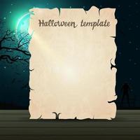 Halloween template in form of paper sheet vector