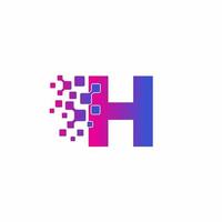 H Initial letter Digital Pixels Tech Logo Vector