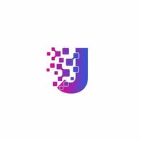 J Initial letter Digital Pixels Tech Logo Vector