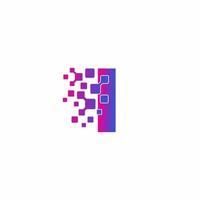 I Initial letter Digital Pixels Tech Logo Vector