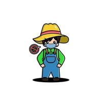 Cute farmers wearing mask vector