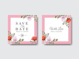 Romantic floral wedding invitation card vector