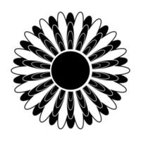 Black and white silhouette of a flower in an abstract style vector