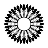 Black and white silhouette of a flower in an abstract style vector