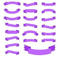 Set of 21 flat violet isolated ribbon banners. Suitable for design. vector